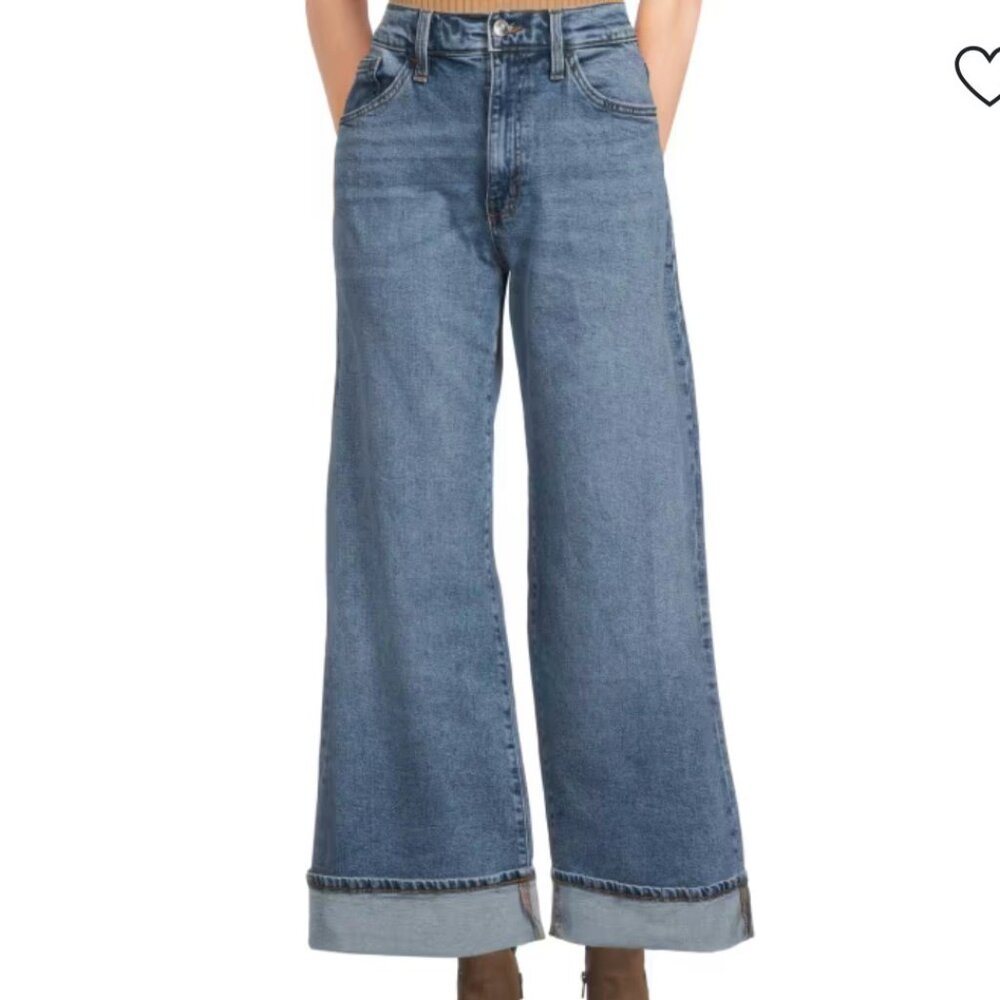 HUDSON JEANS Jolene Wide-Leg Cuffed Jeans